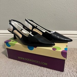 Soda Black Slingback Heels